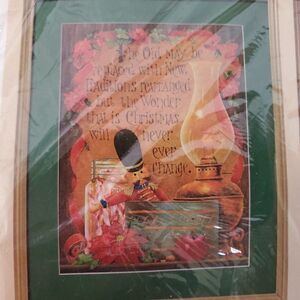 Framed Embroidery Kit Christmas Saying Oil Lamp Toy Soldier  Poinsettia Candy